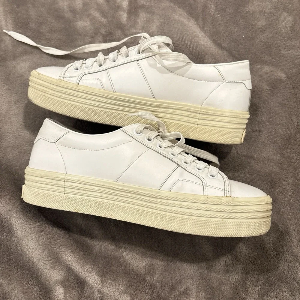 Saint Laurent Signature Court Classic SL/39 Womens 7.5 White Platform Sneakers